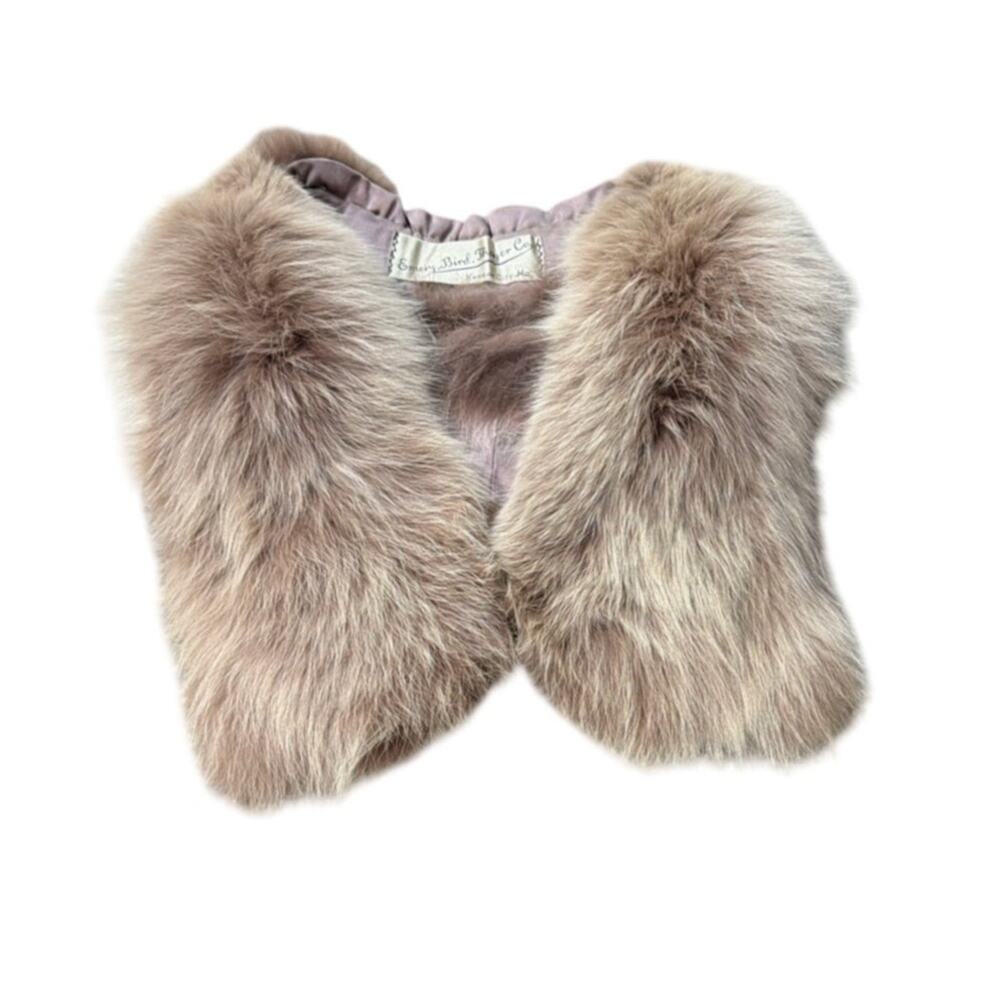 Vintage Emery Bird Thayer Mink Fur Collar Warm Taupe Beige Shawl Shrug Capelet